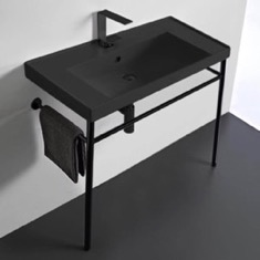 Black Modern Console Sink, 36 inch