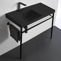 Black Modern Console Sink, 36 inch