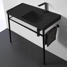 Black Modern Console Sink, 36 inch