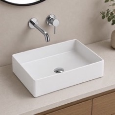 Vessel Sink - 24 inch, Square, Modern, Ceramic