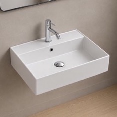 Wall Mount Sink - 24 inch, Square, Modern, Ceramic