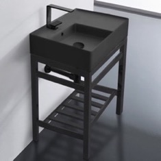 Black Metal Vanity, Console Sink, Modern, 24 inch