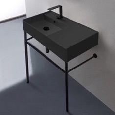 Black Modern Console Sink, 32 inch