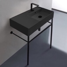 Black Modern Console Sink, 32 inch