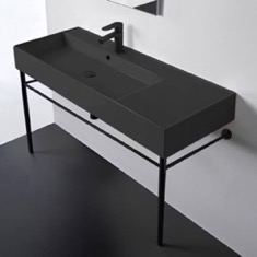 Black Modern Console Sink, 40 inch