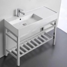 Console Sink - Metal Chrome Stand, Modern, 40 inch
