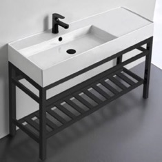 48 inch Console Sink Bathroom Vanity With Metal Black Stand - Modern