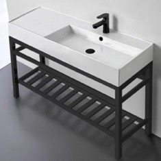 48 inch Console Sink Bathroom Vanity With Metal Black Stand - Modern