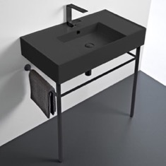 Black Modern Console Sink, 32 inch
