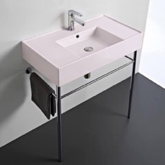 Modern Console Sink, Pink Ceramic Sink, 32 inch