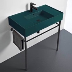 Modern Console Sink, Green Ceramic Sink, 32 inch