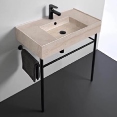 Modern Console Sink, Travertine Style Sink, 32 inch