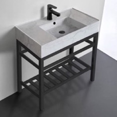 Modern Console Sink Vanity, Marble Style Sink, 32 inch