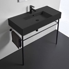 Black Modern Console Sink, 40 inch