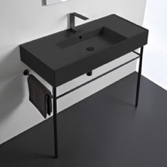 Black Modern Console Sink, 40 inch