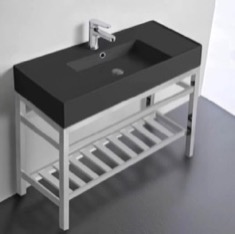 Console Sink - Metal Chrome Stand, Modern, 40 inch