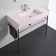 Modern Console Sink, Pink Ceramic Sink, 40 inch