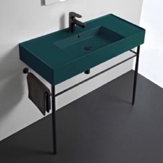 Modern Console Sink, Green Ceramic Sink, 40 inch
