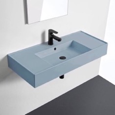 Light Blue Bathroom Sink, Ceramic