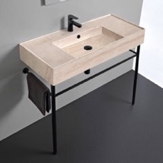 Modern Console Sink, Travertine Style Sink, 40 inch