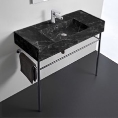 Modern Console Sink, Black Marble Style Sink, 40 inch