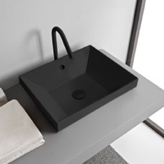 Rectangular Black Ceramic Drop In Sink