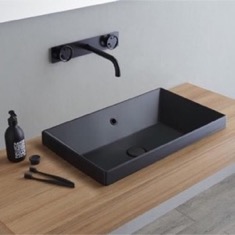 Rectangular Black Ceramic Drop In Sink