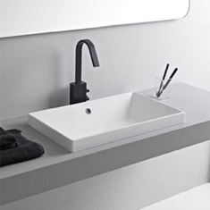 Rectangular White Ceramic Drop In Sink