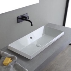Rectangular White Ceramic Drop In Sink