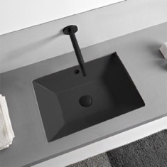 Rectangular Black Ceramic Undermount Sink