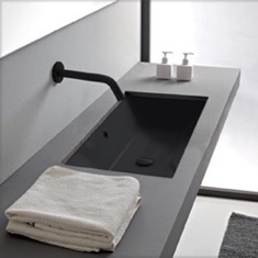 Rectangular Black Ceramic Undermount Sink