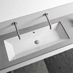 Trough Undermount Sink, White Ceramic