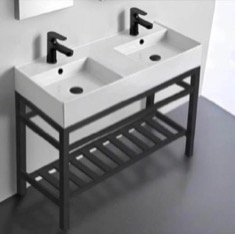 Double Modern Console Sink Vanity, 40 inch