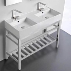 Modern Double Console Sink Vanity, 40 inch