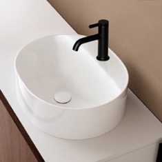 Oval White Ceramic Vessel Sink
