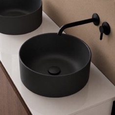 Vessel Sink - 16 inch, Black, Small, Round, Modern