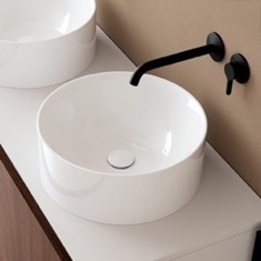 Vessel Sink, Round, White Ceramic