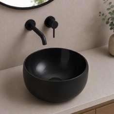 Vessel Sink - 18 inch, Black, Small, Round, Modern