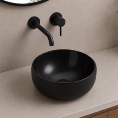 Vessel Sink - 14 inch, Black, Small, Round, Modern