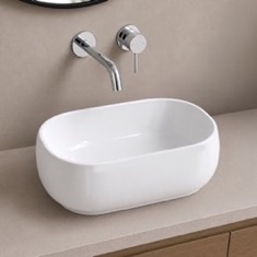 Oval Vessel Sink - Modern, Ceramic, 18 inch