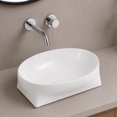 Vessel Sink - 22 inch, Oval, Modern, Ceramic