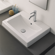 Square White Ceramic Drop In Sink