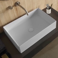Rectangular White Ceramic Vessel Sink