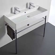 Double Trough Console Sink, 40 inch, Modern