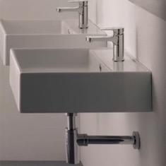 Square White Ceramic Wall Mounted or Vessel Sink