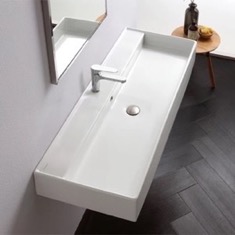 Trough Ceramic Wall Mounted or Vessel Sink