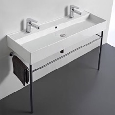 Double Trough Console Sink, 48 inch, Modern