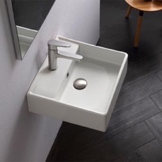 Square White Ceramic Wall Mounted or Vessel Sink