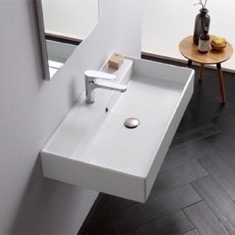 Wall Mount Sink - 32 inch, Rectangular, Modern, Ceramic