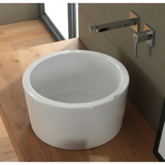 Round White Ceramic Vessel Sink